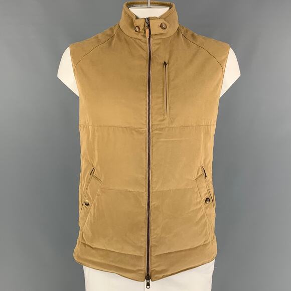 BRUNELLO CUCINELLI Size XL Khaki Quilted Polyester Nylon Vest - Picture 1 of 9